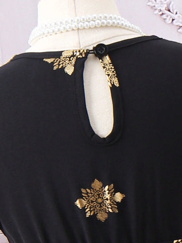 Kids CHARMNG Young Girl Embroidered Applique Short Sleeve Dress