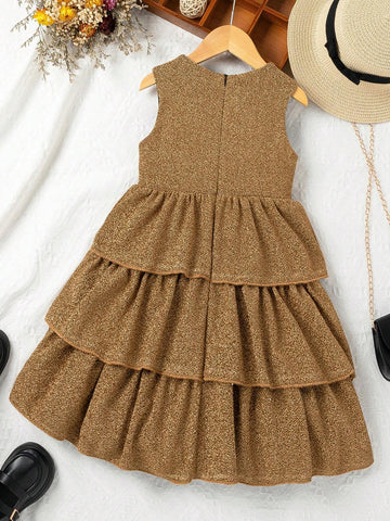 Kids CHARMNG Young Girl Sleeveless Glittery Elegant Evening Dress