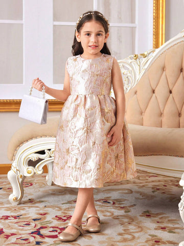 Kids CHARMNG Young Girl Sleeveless Jacquard Princess Dress For Summer