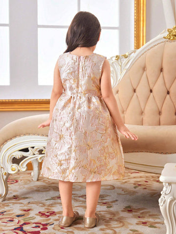 Kids CHARMNG Young Girl Sleeveless Jacquard Princess Dress For Summer
