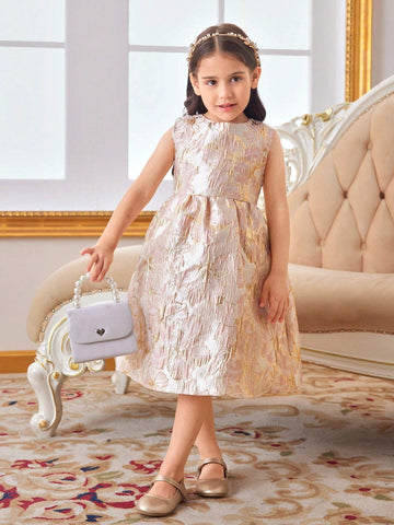 Kids CHARMNG Young Girl Sleeveless Jacquard Princess Dress For Summer