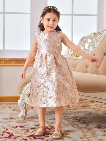 Kids CHARMNG Young Girl Sleeveless Jacquard Princess Dress For Summer