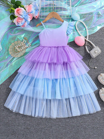 Kids CHARMNG Young Girl's Multilayer Mesh Ruffle Hem Dress