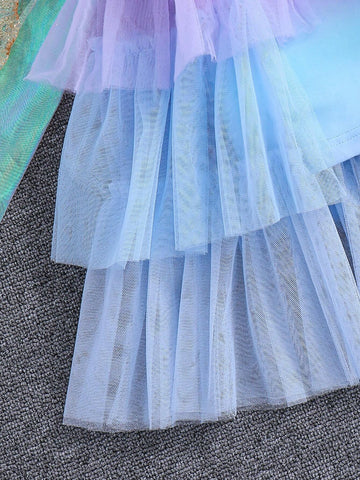 Kids CHARMNG Young Girl's Multilayer Mesh Ruffle Hem Dress
