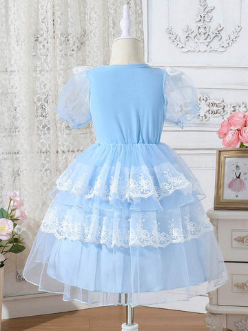 Kids CHARMNG Young Girls' Sweet, Romantic, Elegant Tartan Mesh Dress For Summer