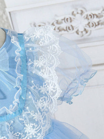 Kids CHARMNG Young Girls' Sweet, Romantic, Elegant Tartan Mesh Dress For Summer