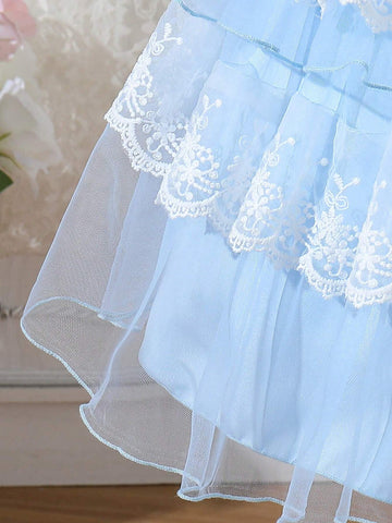 Kids CHARMNG Young Girls' Sweet, Romantic, Elegant Tartan Mesh Dress For Summer