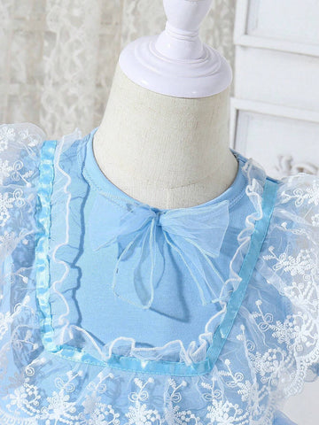 Kids CHARMNG Young Girls' Sweet, Romantic, Elegant Tartan Mesh Dress For Summer