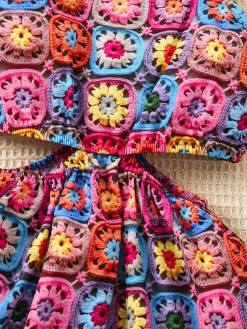 Kids Cooltwn Toddler Girls' Crochet Imitation Colorful Flower Print Spaghetti Strap Dress For Summer