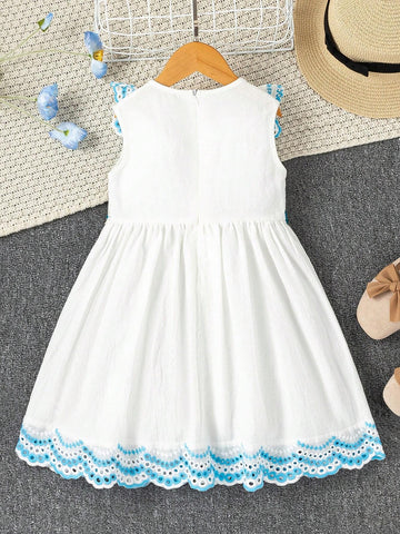 Kids EVRYDAY Toddler Girls' Patchwork Embroidered Dress With Ruffled Hem