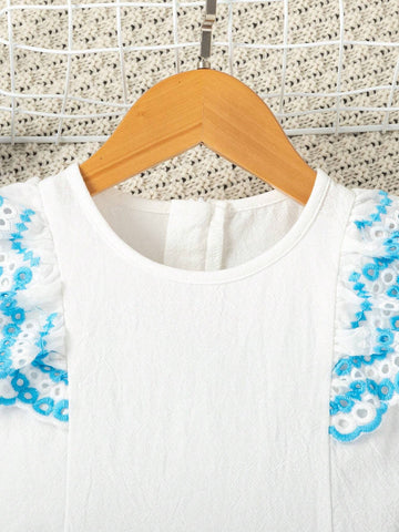 Kids EVRYDAY Toddler Girls' Patchwork Embroidered Dress With Ruffled Hem