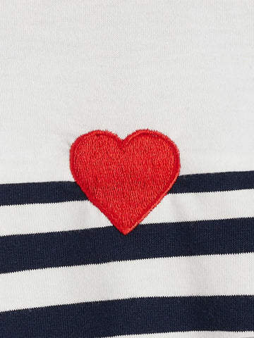 Kids EVRYDAY Toddler Girls Striped Heart Embroidery Tee Dress