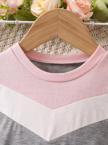 Kids EVRYDAY Young Girl Colorblock Chevron Print Dress