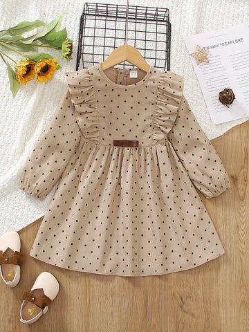 Kids EVRYDAY Young Girl Polka Dot Print Ruffle Trim Dress