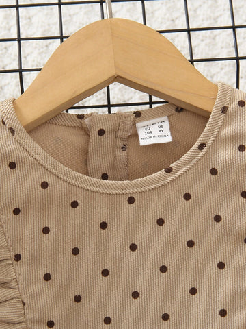 Kids EVRYDAY Young Girl Polka Dot Print Ruffle Trim Dress