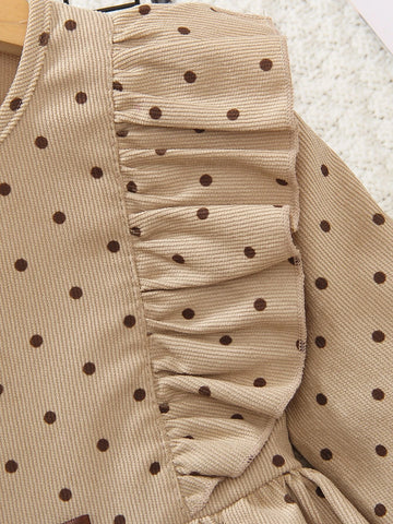 Kids EVRYDAY Young Girl Polka Dot Print Ruffle Trim Dress