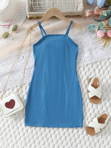 Kids EVRYDAY Young Girl's Fashionable Slim Fit Denim Cami Dress
