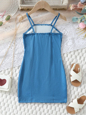 Kids EVRYDAY Young Girl's Fashionable Slim Fit Denim Cami Dress