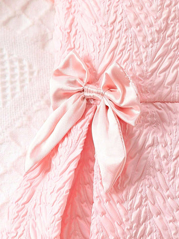 Kids EVRYDAY Young Girl's Jacquard Dress With Bow Decoration