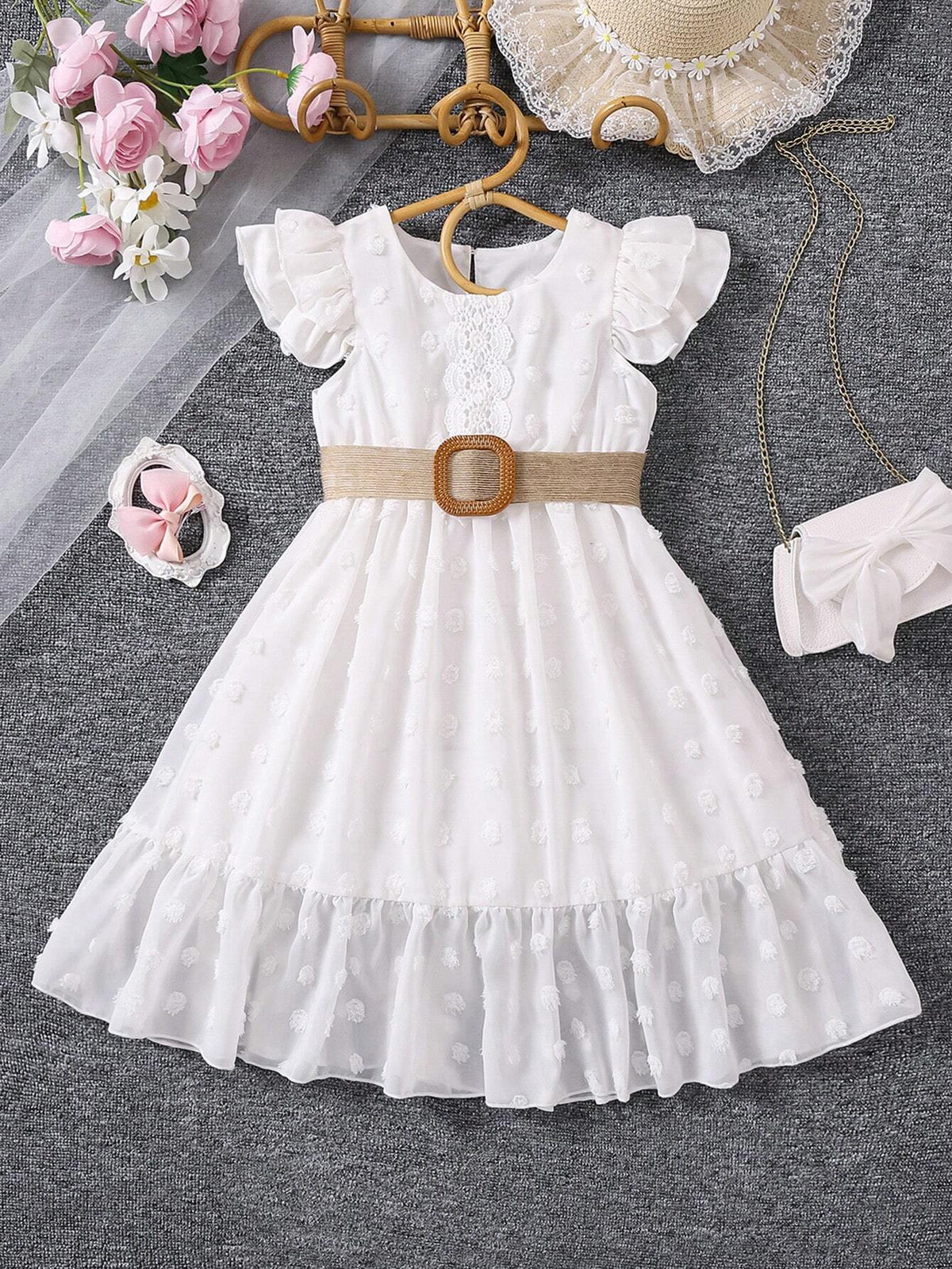Kids EVRYDAY Young Girl's Romantic Elegant Casual Holiday Comfortable Flying Sleeve Dress