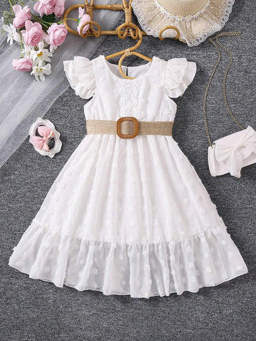 Kids EVRYDAY Young Girl's Romantic Elegant Casual Holiday Comfortable Flying Sleeve Dress