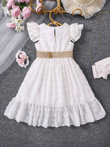 Kids EVRYDAY Young Girl's Romantic Elegant Casual Holiday Comfortable Flying Sleeve Dress