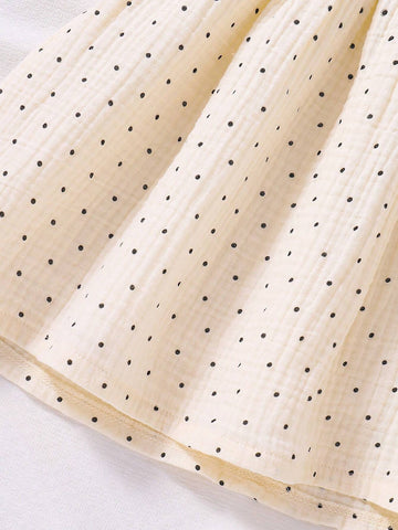 Kids FANZEY Little Girls' Polka Dot Print Woven Dress With Ruffle Trimmed Hem, Spring/Summer