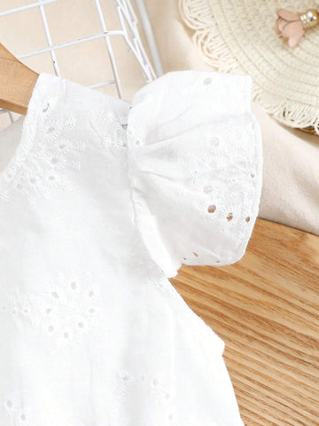 Kids FANZEY Young Girl's Elegant Lace Trimmed Flying Sleeve A-Line Dress