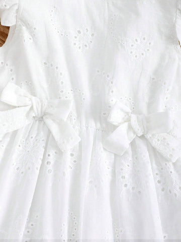 Kids FANZEY Young Girl's Elegant Lace Trimmed Flying Sleeve A-Line Dress