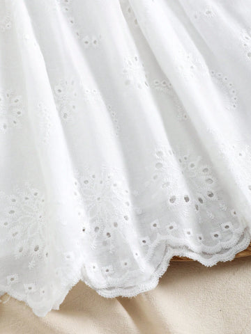 Kids FANZEY Young Girl's Elegant Lace Trimmed Flying Sleeve A-Line Dress