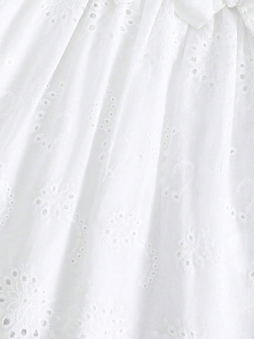 Kids FANZEY Young Girl's Elegant Lace Trimmed Flying Sleeve A-Line Dress