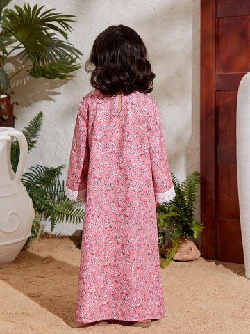 Kids Nujoom Little Girls' Embroidered Applique Floral Print Suspender Dress
