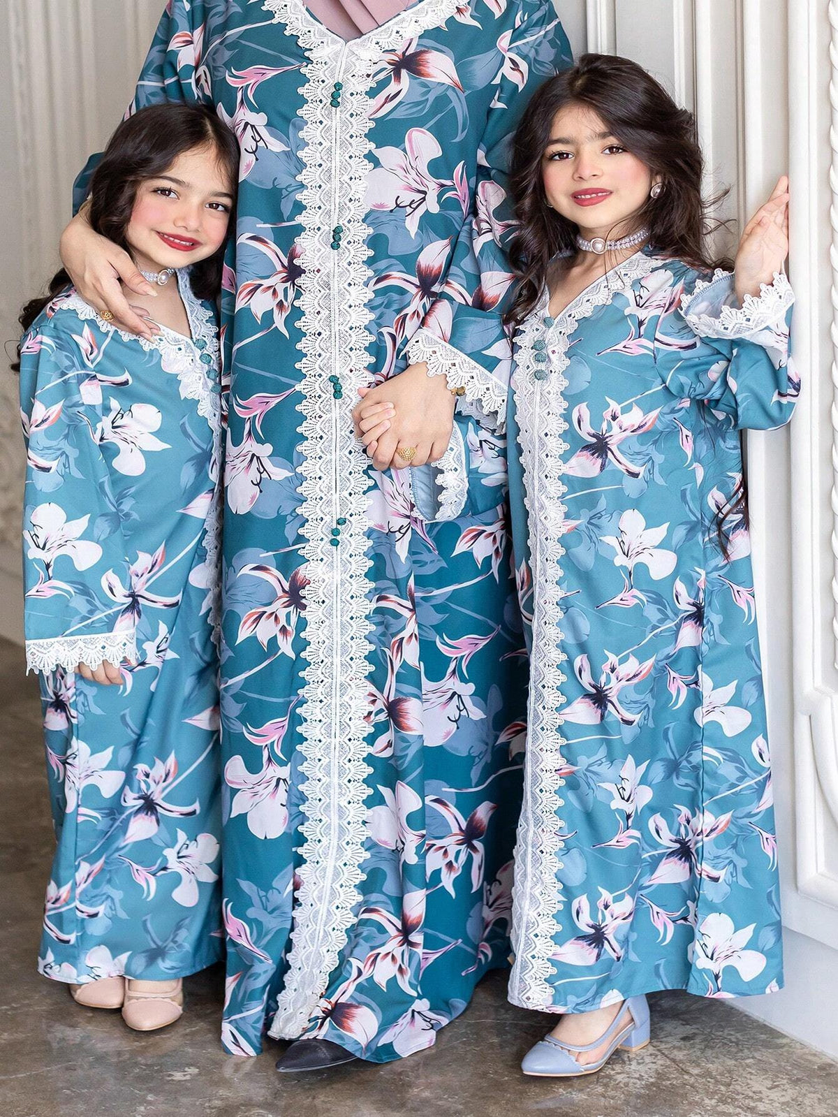 Kids Nujoom Little Girls' Floral & Lace Patchwork Dress