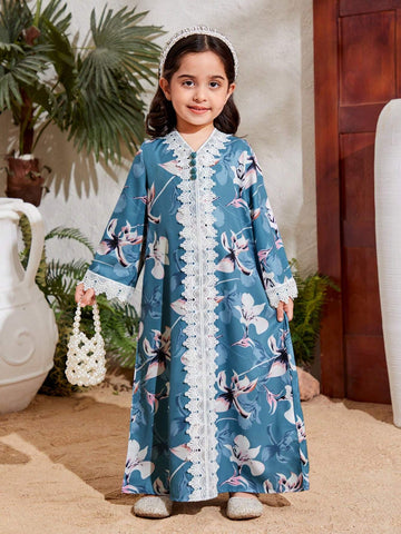 Kids Nujoom Little Girls' Floral & Lace Patchwork Dress