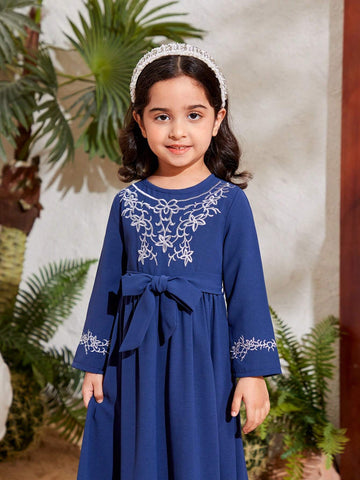 Kids Nujoom Young Girl Floral Embroidered Dress