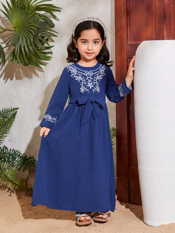 Kids Nujoom Young Girl Floral Embroidered Dress