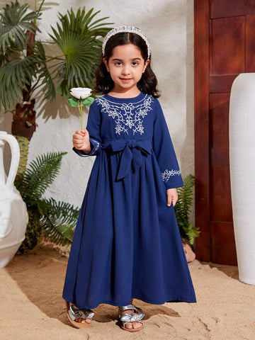 Kids Nujoom Young Girl Floral Embroidered Dress