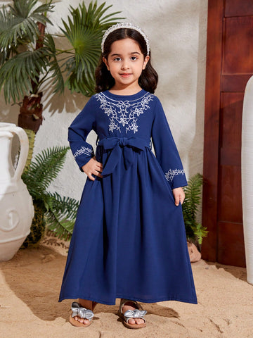 Kids Nujoom Young Girl Floral Embroidered Dress