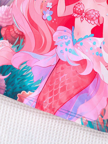 Kids QTFun Young Girls' Cartoon Cute Mermaid Ruffled Hem Dress For Summer