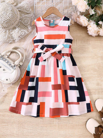 Kids SUNSHNE Tween Girls' Color Block Casual Vest Dress