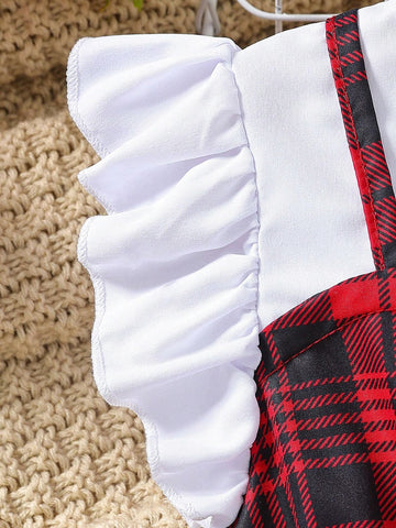 Kids SUNSHNE Young Girls' Chic Plaid Patchwork Dress With Hat And Waist Belt For Summer
