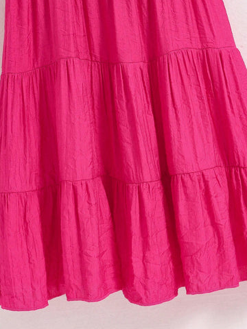 Kids SUNSHNE Young Girl's Cute & Casual Notch Neck Flying Sleeves Simple Comfortable Sundress For Vacation