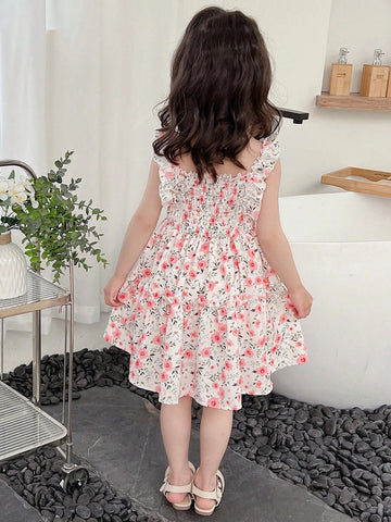 Kids SUNSHNE Young Girls' Floral Print Spaghetti Strap Dress