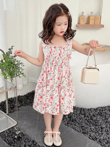 Kids SUNSHNE Young Girls' Floral Print Spaghetti Strap Dress