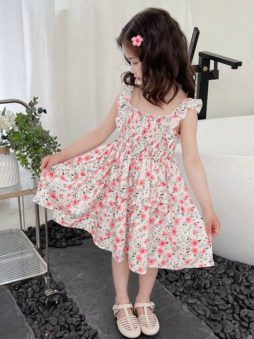 Kids SUNSHNE Young Girls' Floral Print Spaghetti Strap Dress