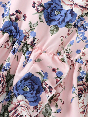 Kids SUNSHNE Young Girl's Off Shoulder Floral Print Midi Dress