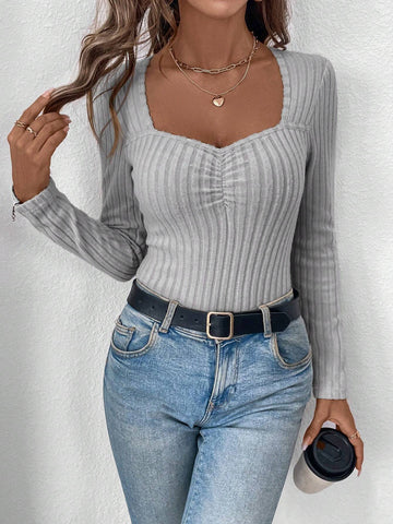 1pc Women's Velvet Ribbed Thermal Elastic Turtleneck Long Sleeve Bodysuit, Apricot Color, Autumn/Winter