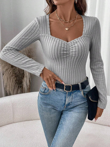 1pc Women's Velvet Ribbed Thermal Elastic Turtleneck Long Sleeve Bodysuit, Apricot Color, Autumn/Winter