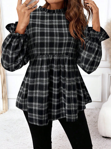 LUNE 2024 Autumn/Winter New Design Red Plaid Print Women Woven Shirt, Christmas