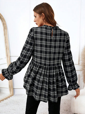 LUNE 2024 Autumn/Winter New Design Red Plaid Print Women Woven Shirt, Christmas